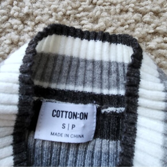 Cotton On Rib Knit Striped Sweater Dress Bodycon White Black Strechy Size Sp - Picture 4 of 7